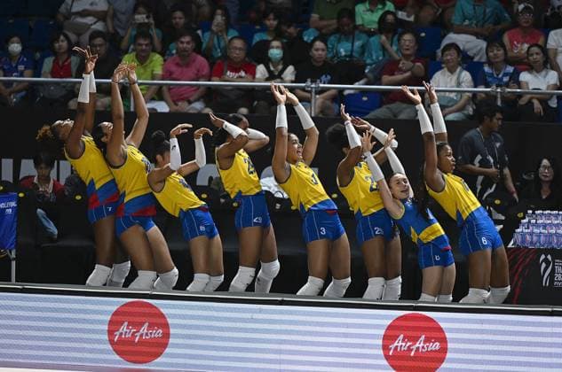 (250825) -- CHIANG MAI, Aug. 25, 2025 -- Players of Colombia gesture during the Preliminary Phase Pool F match between Colombia and Mexico at the Volleyball Women s World Championship, WM, Weltmeisterschaft in Chiang Mai, Thailand, Aug. 27, 2025. ) (SP)THAILAND-CHIANG MAI-VOLLEYBALL-WOMEN S WORLD CHAMPIONSHIP-COLOMBIA VS MEXICO HouxZhaokang 