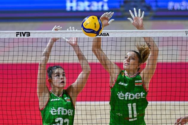 Bulgaria v Spain - FIVB Women’s World Volleyball Championship NAKHON RATCHASIMA, THAILAND - AUGUST 27: Mikaela Stoyanova (23) and Hristina Hristova Vuchkova (11) of Bulgaria in action during the FIVB Women s Volleyball World Championship, WM, Weltmeisterschaft match between Bulgaria and Spain at Korat Chatchai Hall in Nakhon Ratchasima, Thailand, on August 27, 2025. Mustafa Hatipoglu Anadolu Nakhon Ratchasima Thailand. Editorial use only. Please get in touch for any other usage.  Copyright: x2025xAnadoluxMustafaxHatipoglux