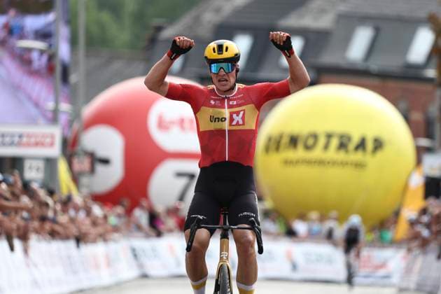 Muur Classic Geraadsbergen 2025 Cycling Race GERAARDSBERGEN, BELGIUM - AUGUST 27 : Abrahamsen Jonas (NOR) of Uno-X Mobility wins during the 3th edition of Muur Classic Geraardsbergen an UCI Europe Tour 1.1 one day cycling road race for Men Elite of 177.8 km with start in Geraardsbergen and finish in Geraardsbergen on August 27, 2025 in Geraardsbergen, Belgium, 27 08 2025 - GERAARDSBERGEN Belgium  Copyright: xTvwx