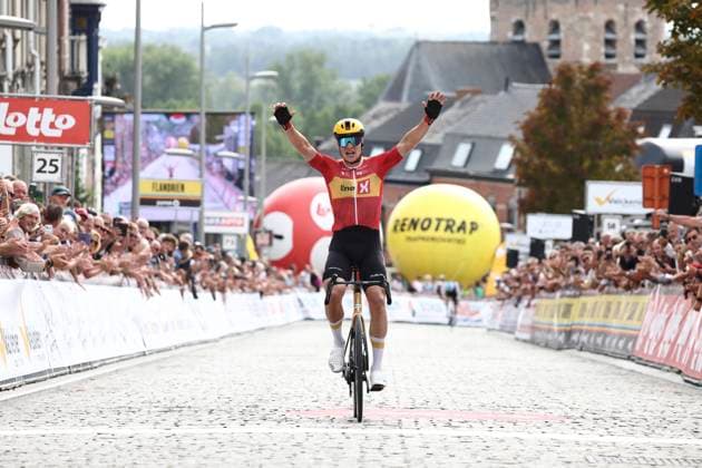 Muur Classic Geraadsbergen 2025 Cycling Race GERAARDSBERGEN, BELGIUM - AUGUST 27 : Abrahamsen Jonas (NOR) of Uno-X Mobility wins during the 3th edition of Muur Classic Geraardsbergen an UCI Europe Tour 1.1 one day cycling road race for Men Elite of 177.8 km with start in Geraardsbergen and finish in Geraardsbergen on August 27, 2025 in Geraardsbergen, Belgium, 27 08 2025 - GERAARDSBERGEN Belgium  Copyright: xTvwx