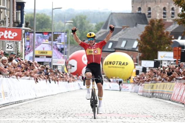 Muur Classic Geraadsbergen 2025 Cycling Race GERAARDSBERGEN, BELGIUM - AUGUST 27 : Abrahamsen Jonas (NOR) of Uno-X Mobility wins during the 3th edition of Muur Classic Geraardsbergen an UCI Europe Tour 1.1 one day cycling road race for Men Elite of 177.8 km with start in Geraardsbergen and finish in Geraardsbergen on August 27, 2025 in Geraardsbergen, Belgium, 27 08 2025 - GERAARDSBERGEN Belgium  Copyright: xTvwx