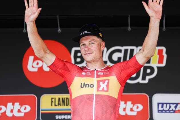 Muur Classic Geraadsbergen 2025 Cycling Race GERAARDSBERGEN, BELGIUM - AUGUST 27 : Abrahamsen Jonas (NOR) of Uno-X Mobility on the podium during the 3th edition of Muur Classic Geraardsbergen an UCI Europe Tour 1.1 one day cycling road race for Men Elite of 177.8 km with start in Geraardsbergen and finish in Geraardsbergen on August 27, 2025 in Geraardsbergen, Belgium, 27 08 2025 - GERAARDSBERGEN Belgium  Copyright: xTvwx