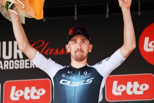 Muur Classic Geraadsbergen 2025 Cycling Race GERAARDSBERGEN, BELGIUM - AUGUST 27 : Donovan Mark (AUS) AUS of Q36.5 Pro Cycling Team on the podium during the 3th edition of Muur Classic Geraardsbergen an UCI Europe Tour 1.1 one day cycling road race for Men Elite of 177.8 km with start in Geraardsbergen and finish in Geraardsbergen on August 27, 2025 in Geraardsbergen, Belgium, 27 08 2025 - GERAARDSBERGEN Belgium  Copyright: xTvwx