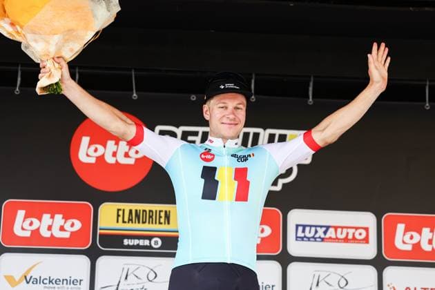 Muur Classic Geraadsbergen 2025 Cycling Race GERAARDSBERGEN, BELGIUM - AUGUST 27 : Abrahamsen Jonas (NOR) of Uno-X Mobility on the podium during the 3th edition of Muur Classic Geraardsbergen an UCI Europe Tour 1.1 one day cycling road race for Men Elite of 177.8 km with start in Geraardsbergen and finish in Geraardsbergen on August 27, 2025 in Geraardsbergen, Belgium, 27 08 2025 - GERAARDSBERGEN Belgium  Copyright: xTvwx