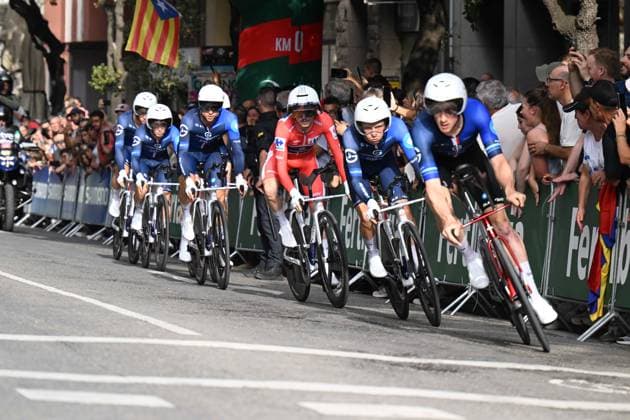 27-08-2025 Vuelta A Espana; Tappa 05 Figueres - Figueres; 2025, Groupama - Fdj; Gaudu, David; Kung, Stefan; Figueres; 