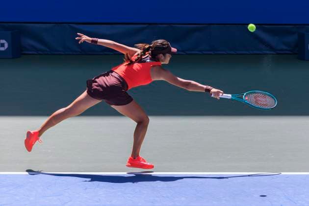August 27, 2025, Flushing Meadows, New York, USA: Emma Raducanu stretches for a backhand during a match against Janice Tjen on Day 4 of the 2025 US Open at USTA Billie Jean King National Tennis Center on Wednesday August 27, 2025 in the Flushing neighborhood of the Queens borough of New York City. JAVIER ROJAS PI Flushing Meadows USA - ZUMAp124 20250827_zaa_p124_001 Copyright: xJavierxRojasx
