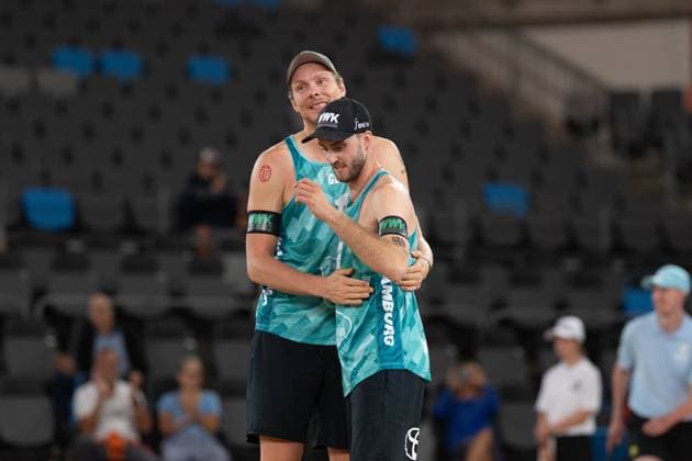 Beach Pro Tour Elite 16 Hamburg, 27 08 2025 Clemens Wickler Player No 2, GER , Nils Ehlers Player No 1 Beach Pro Tour Elite 16 Hamburg on 27 08 2025 Copyright: xBEAUTIFULxSPORTS PeterxWeberx