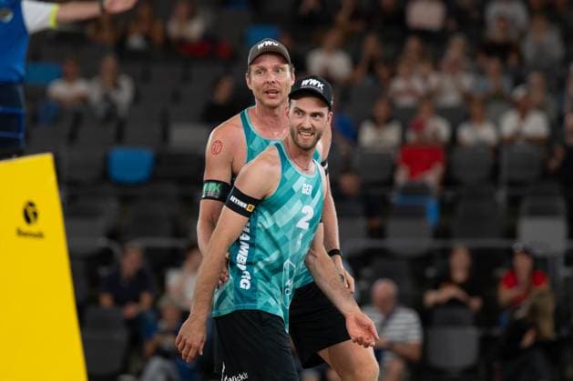 Beach Pro Tour Elite 16 Hamburg, 27 08 2025 Clemens Wickler Player No 2, GER , Nils Ehlers Player No 1 Beach Pro Tour Elite 16 Hamburg on 27 08 2025 Copyright: xBEAUTIFULxSPORTS PeterxWeberx