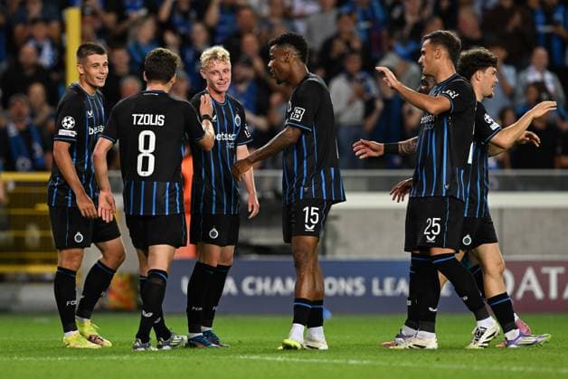 250827 Club Brugge vs Glasgow Rangers Joaquin Seys (65) of Club Brugge celebrates after scoring the 4-0 goal during the Uefa Champions League play offs second leg game in season 2025 - 2026 between Club Brugge KV and Glasgow Rangers on August 27 , 2025 in Brugge, Belgium. (Photo by David Catry Isosport) Brugge Belgium  Copyright: xDavidxCatryx 20250827DSC_0428