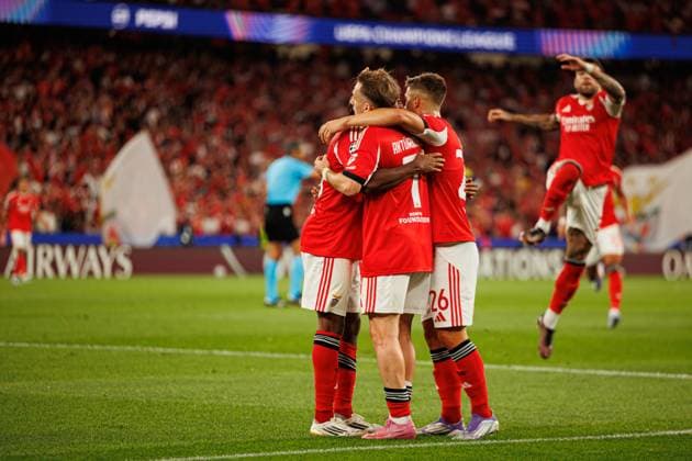 Kerem Akturkoglu seen trying not to celebrate after scoring goal during Champions League qualifying game between SL Benfica and Fenerbahce SK (Maciej Rogowski) Lisbon Estadio Da Luz Portugal Copyright: xMaciejxRogowskix slbfener2526-43
