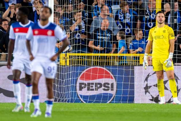 2025-08-27 Club Brugge v Rangers - UEFA Champions League Play-offs Round Second Leg BRUGGE, BELGIUM - AUGUST 27: Jack Butland of Rangers looks dejected after conceding the team s fifth goal during the UEFA Champions League Play-offs Round Second Leg match between Club Brugge and Rangers at Jan Breydel Stadium on August 27, 2025 in Brugge, Belgium. Brugge Jan Breydel Stadium Belgium Content not available for redistribution in The Netherlands directly or indirectly through any third parties. Copyright: xJorisxVerwijstx