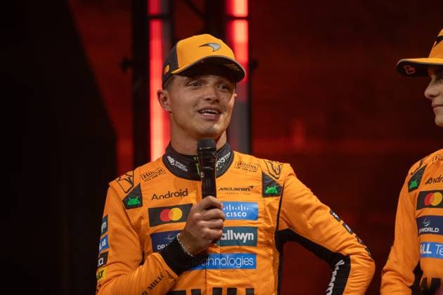 Amsterdam, The Netherlands, 2025-08-27 17:52:50 August 27, 2025, Westergas, Amsterdam, NL. Mastercard McLaren Formula 1 fan event. Pictured: Lando Norris. Photo: NL Beeld David Heukers Credit: NL Beeld Heukers Media  Copyright: xx x