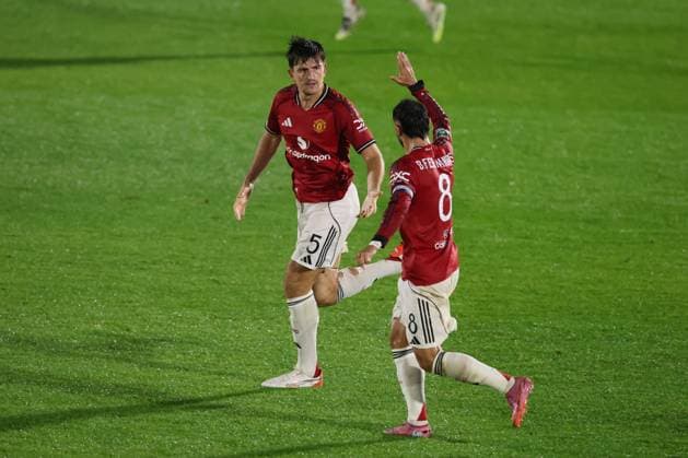 Harry Maguire of Manchester United, ManU scores to make it 2-2 and celebrates Grimsby Town v Manchester United, EFL Carabao Cup, Second Round, Football, Blundell Park, Grimsby, UK - 27 Aug 2025Grimsby Blundell Park United Kingdom EDITORIAL USE ONLY No use with unauthorised audio, video, data, fixture lists, club league logos or live services. Online in-match use limited to 120 images, no video emulation. No use in betting, games or single club league player publications.  Copyright: xPaulxCurrie Shutterstockx 15457582cl