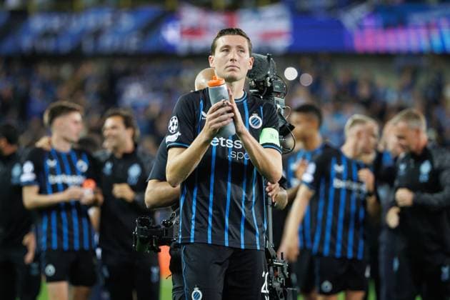Club s Hans Vanaken celebrates after winning a soccer game between Belgian Club Brugge KV and Scottish Glasgow Rangers F.C., Wednesday 27 August 2025 in Brugge, the return leg of the play-offs for the Champions League tournament. Club won the first leg 1-3. KURTxDESPLENTER x132607225x
