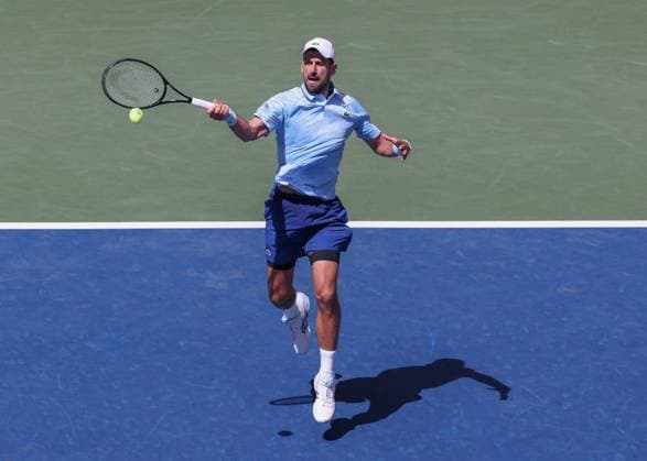 Novak Djokovic SRB , from above USTA Billie Jean King National Tennis Center, Flushing Meadows, New York, USA Copyright: xJuergenxHasenkopfx