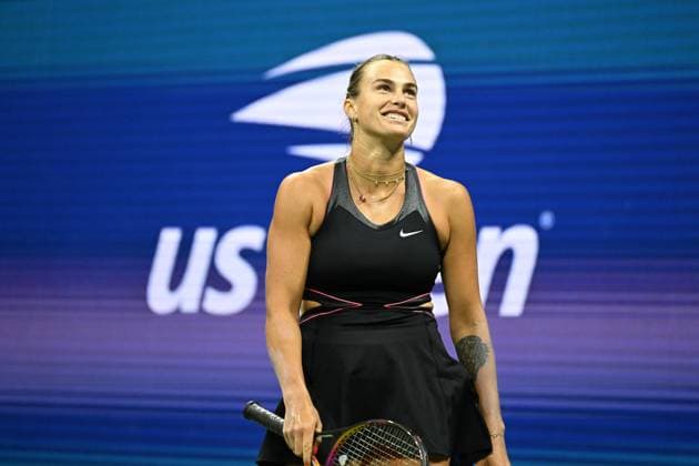 (250828) -- NEW YORK, Aug. 28, 2025 -- Aryna Sabalenka reacts during the women s singles second round match between Aryna Sabalenka of Belarus and Polina Kudermetova of Russia at the 2025 US Open tennis championships in New York, the United States, on Aug. 27, 2025. ) (SP)U.S.-NEW YORK-TENNIS-US OPEN-WOMEN S SINGLES LixRui 