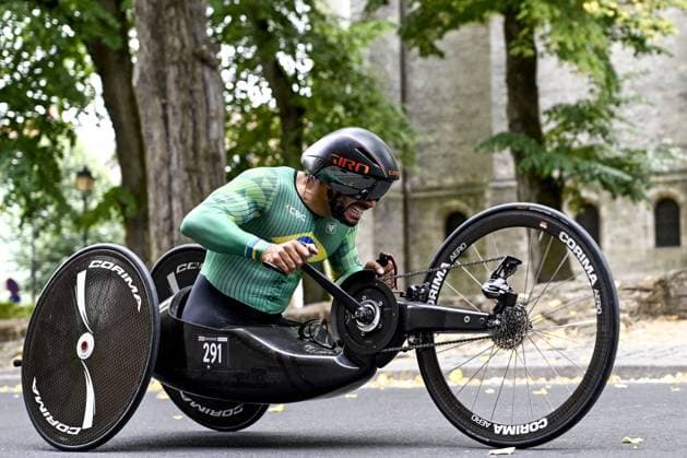 Brazil Ronan Da Motta Fonseca (MH5) pictured in action during the UCI Para-cycling Road World Championships, Thursday 28 August 2025, in Ronse. The UCI Para-Cycling Road World Championships take place from 28 to 31 Augustus in Ronse. JASPERxJACOBS  x132643033x