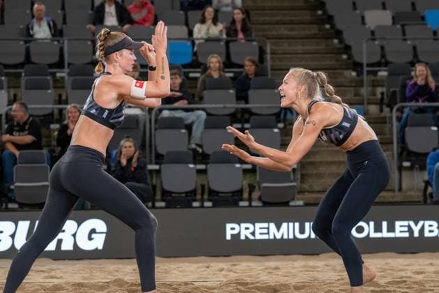 Beach Pro Tour Elite 16 Hamburg, 28 08 2025 Lea Sophie Kunst Player No 2, GER , Paula Schürholz Player No 1 Beach Pro Tour Elite 16 Hamburg on 28 08 2025 Copyright: xBEAUTIFULxSPORTS PeterxWeberx