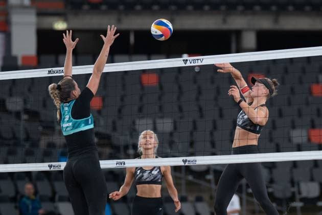 Beach Pro Tour Elite 16 Hamburg, 28 08 2025 Lea Sophie Kunst Player No 2, GER , Paula Schürholz Player No 1 Beach Pro Tour Elite 16 Hamburg on 28 08 2025 Copyright: xBEAUTIFULxSPORTS PeterxWeberx