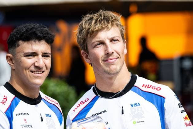 28th August 2025; Circuit Zandvoort, Zandvoort, North Holland, Netherlands; Formula 1 Heineken Dutch Grand Prix 2024; Arrival Day; Liam Lawson (NZL) poses with Isack Hadjar (FRA)  GodfreyxPitt