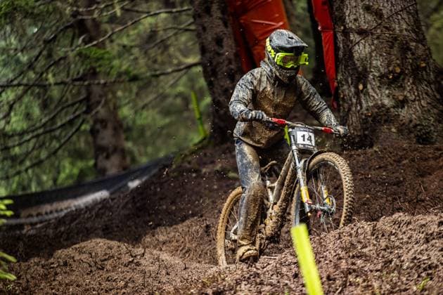 Whoop UCI Downhill Worldcup Les Gets MÄEUIBO Riko at Whoop UCI Downhill Worldcup Les Gets , 28 08 2025,in Les Gets ,FRA Photo Sebastian Sternemann