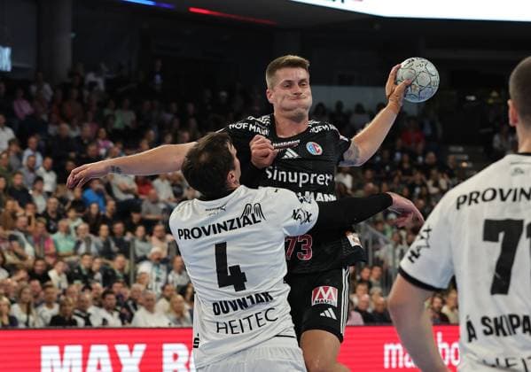 28 08 2025 Handball 1 Bundesliga DAIKIN HBL Season 2025 2026 01 Matchday HC Erlangen Metropolregion Nürnberg HCE THW Kiel DaMa xdaxmax Domagoj Duvnjak 4, THW Kiel Viggo Kristjansson 73, HC Erlangen HCE