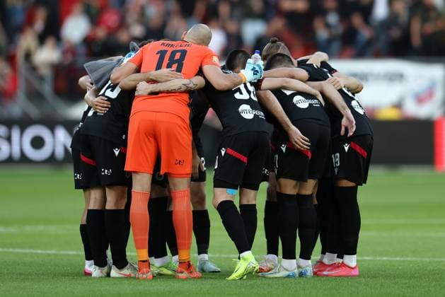 UTRECHT , 28-08-2025 , stadium Galgenwaard , season 2025 2026 , UEFA Europa League football , Play offs 2nd leg , match between FC Utrecht and Zrinjski , picture shows team of Zrinjski Utrecht - Zrinjski  x30714096x Copyright: