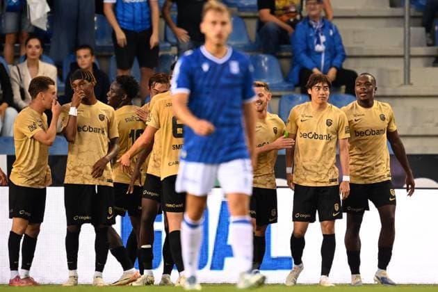 KRC Genk v Lech Poznan - UEFA Europa League GENK, BELGIUM - AUGUST 28 : Ito Junya forward of KRC Genk celebrating scoring a goal during the UEFA Europa League 2025 26 play-off round second leg between KRC Genk and Lech Poznan on August 28, 2025 in Genk, Belgium, 28 08 2025 Genk Belgium  Copyright: xTomasxSiskx