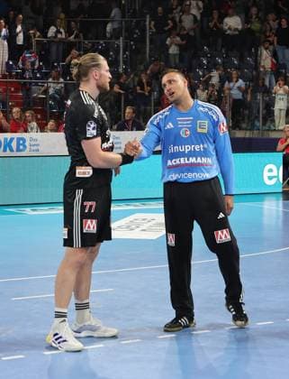 28 08 2025 Handball 1 Bundesliga DAIKIN HBL Season 2025 2026 01 Matchday HC Erlangen Metropolregion Nuremberg HCE THW Kiel DaMa xdaxmax Maciej Gebala 77, HC Erlangen HCE Dario Quenstedt 1, HC Erlangen HCE disappointed Disappointment after the end of the match