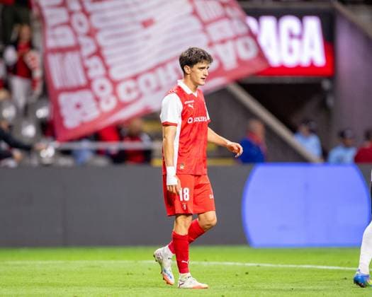 August 28, 2025, Braga, Braga, Portugal: PAU VICTOR from SC Braga seen celebrating his goal during the UEFA Europe League 2025 26 playoff match between SC Braga and Lincoln Red Imps at Estadio Municipal de Braga on August 28, 2025 in Braga, Portugal. Braga Portugal - ZUMAl192 20250828_zsp_l192_085 Copyright: xMiguelxLemosx