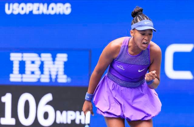 August 28, 2025, Flushing Meadows, New York, USA: NAOMI OSAKA encourages herself during a match against Baptiste on Day 5 of the 2025 US Open at USTA Billie Jean King National Tennis Center on Thursday. Osaka won 6:3 6:1. Flushing Meadows USA - ZUMAp124 20250828_zaa_p124_021 Copyright: xJavierxRojasx