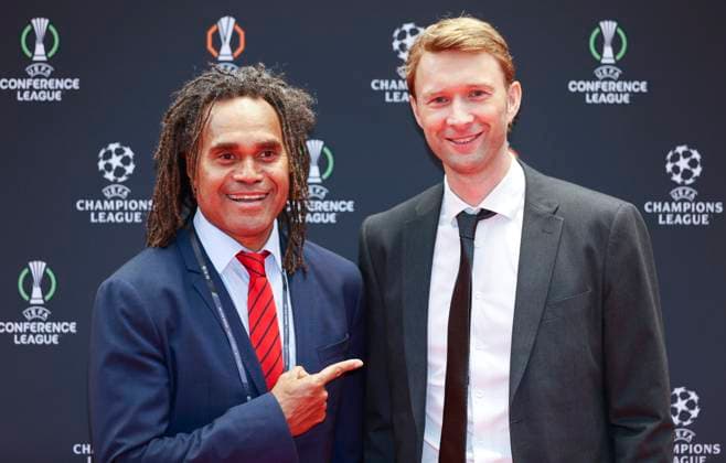 Monaco, Monte Carlo August 28, 2025 UEFA MENS CLUB COMPETITION - UEFA Europa League and UEFA Conference League draws with french Player Christian Lali Kake Karembeu UEFA MENS CLUB COMPETITION - SEASON KICK OFF 2025 26
