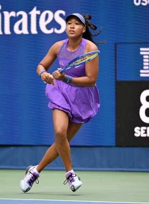 Naomi Osaka of Japan returns to Hailey Baptiste of USA on Louis Armstrong Stadium on day 5 at the 2025 US Open Tennis Championship at the USTA Billie Jean King National Tennis Center in New York City on Thursday, August 28, 2025.  NYP20250828305 LARRYxMARANO