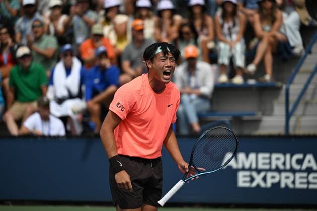 (250829) -- NEW YORK, Aug. 29, 2025 -- Coleman Wong of China s Hong Kong celebrates scoring during the men s singles second round match between Coleman Wong of China s Hong Kong and Adam Walton of Australia at the 2025 US Open tennis championships in New York, the United States, Aug. 28, 2025. ) (SP)U.S.-NEW YORK-TENNIS-US OPEN-MEN S SINGLES-WONG VS WALTON LixRui 