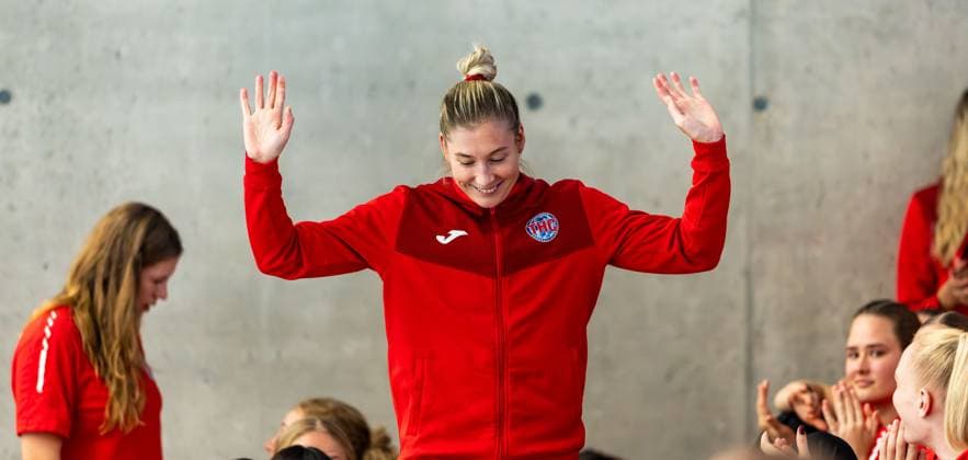 28 08 2025, GER, Handball, Women, Season 2025 2026, Alsco 1 Bundesliga, Thueringer HC Season opening public training Team presentation Nathalie Hendrikse Thueringer HC,6 99947 Bad Langensalza Salza Halle Sporthalle Mehrz Thüringen Germany