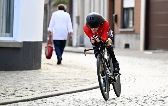 Norway Kevin Touya (MC4) pictured in action during the individual time trial at the UCI Para-cycling Road World Championships, Friday 29 August 2025, in Ronse. The UCI Para-Cycling Road World Championships take place from 28 to 31 Augustus in Ronse. JASPERxJACOBS  x132717200x