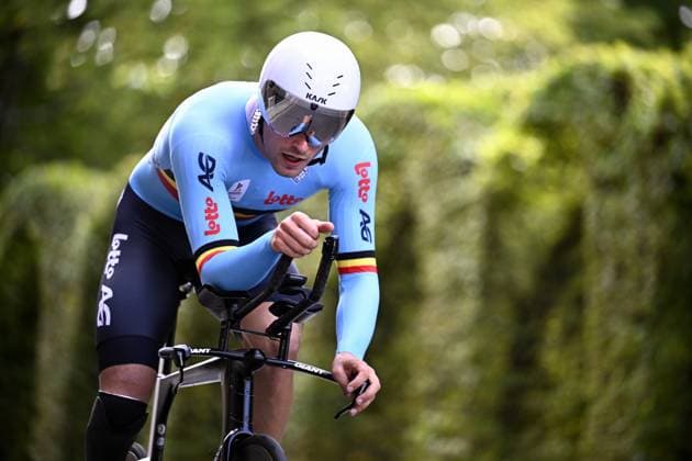 Belgium Jarno Thierens (MC4) pictured in action during the individual time trial at the UCI Para-cycling Road World Championships, Friday 29 August 2025, in Ronse. The UCI Para-Cycling Road World Championships take place from 28 to 31 Augustus in Ronse. JASPERxJACOBS  x132718716x