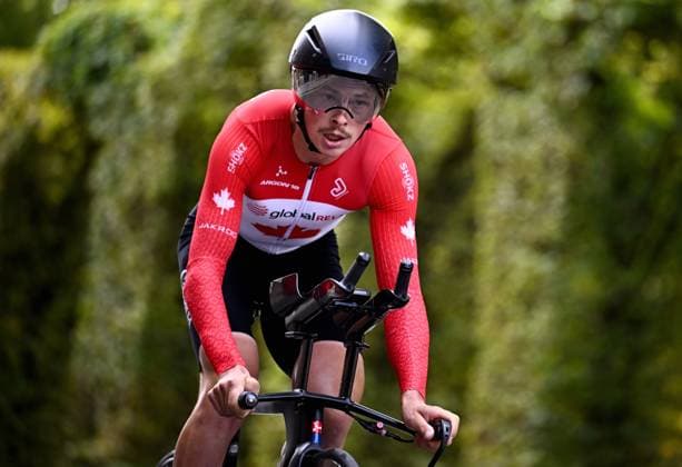 Canada Michael Sametz (MC3) pictured in action during the individual time trial at the UCI Para-cycling Road World Championships, Friday 29 August 2025, in Ronse. The UCI Para-Cycling Road World Championships take place from 28 to 31 Augustus in Ronse. JASPERxJACOBS  x132719738x