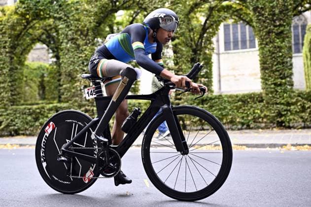 India Sameer Sameer (MC4) pictured in action during the individual time trial at the UCI Para-cycling Road World Championships, Friday 29 August 2025, in Ronse. The UCI Para-Cycling Road World Championships take place from 28 to 31 Augustus in Ronse. JASPERxJACOBS  x132719941x