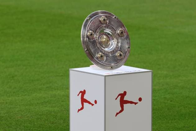 championship trophy, trophy, logo, symbol, symbol image, symbol photo, football 1 BL FC Bayern Munich RB Leipzig 22 08 2025 Allianz Arena PHOTO Mladen Lackovic LakoPress