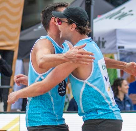 August 29, 2025, Bern, Bern, Switzerland: Bern Switzerland, 08 29 2025: The team Switzerland team clebrates his point during Emmi Caffo Latte Beachtour 2025 and took place at Federal Square in Bern which is also the political capital of Switzerland. Bern Switzerland - ZUMAd206 20250829_zip_d206_015 Copyright: xEricxDubostx