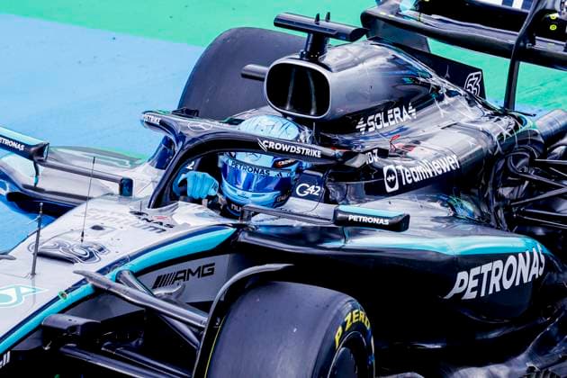 George Russell of the United Kingdom and Mercedes AMG Petronas F1 Team during the Free Practice of the Formula 1 Heineken Dutch Grand Prix 2025 on Day 1 at Circuit Zandvoort on August 29, 2025 in Zandvoort, Netherlands Photo by Marcel ter Bals DeFodi Images