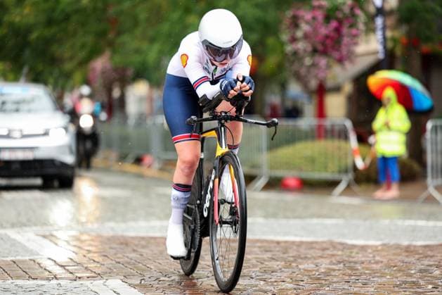 2025 UCI Para-cycling Road World Championships Picture by John Clifton SWpix.com - 29 08 2025 - Cycling - 2025 UCI Para-cycling Road World Championships - Ronse, Flanders, Belgium - Women C5 Individual Time Trial (ITT) - Rebecca Newark (Great Britain) Copyright: x xSWpix.comx(t axPhotographyxHubxLtd)xJohnxClifton SWpix.comx SWP-3069-0669