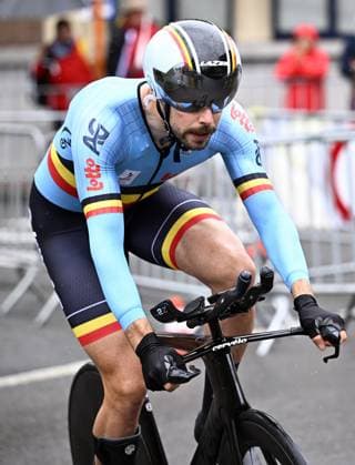 Lennert Vanlathem (MC1) pictured in action during the individual time trial at the UCI Para-cycling Road World Championships, Friday 29 August 2025, in Ronse. The UCI Para-Cycling Road World Championships take place from 28 to 31 Augustus in Ronse. JASPERxJACOBS  x132736369x