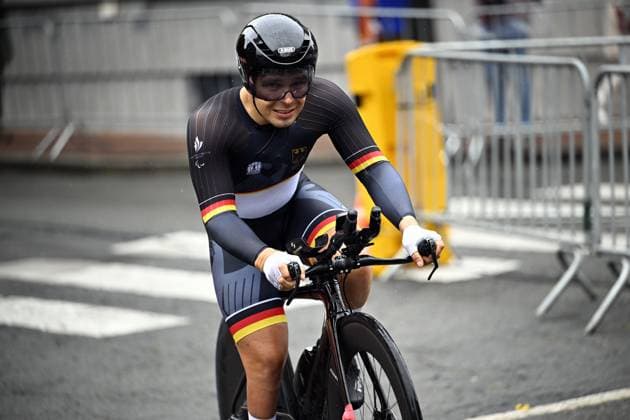 Pierre Senska (MC1) pictured in action during the individual time trial at the UCI Para-cycling Road World Championships, Friday 29 August 2025, in Ronse. The UCI Para-Cycling Road World Championships take place from 28 to 31 Augustus in Ronse. JASPERxJACOBS  x132736894x