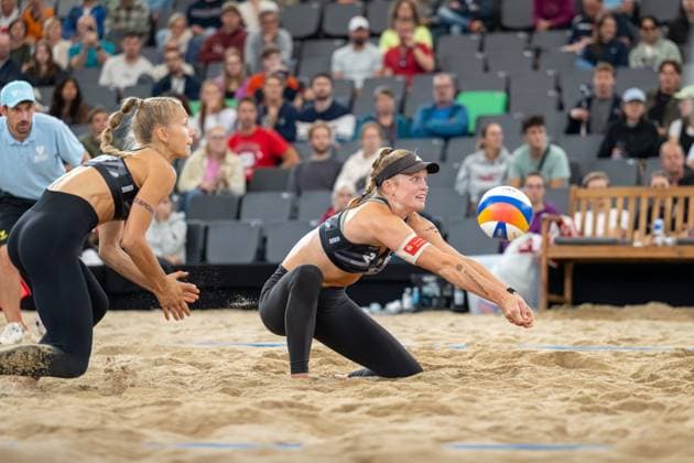 Beach Pro Tour Elite 16 Hamburg, 29 08 2025 Lea Sophie Kunst Player No 2, GER , Paula Schürholz Player No 1 Beach Pro Tour Elite 16 Hamburg on 29 08 2025 Copyright: xBEAUTIFULxSPORTS PeterxWeberx