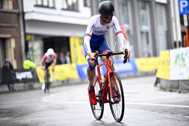Venezuelan Ricardo Alejandro Fagundez Montoya (MC1) pictured in action during the individual time trial at the UCI Para-cycling Road World Championships, Friday 29 August 2025, in Ronse. The UCI Para-Cycling Road World Championships take place from 28 to 31 Augustus in Ronse. JASPERxJACOBS  x132737115x
