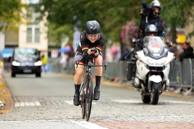 2025 UCI Para-cycling Road World Championships Picture by John Clifton SWpix.com - 29 08 2025 - Cycling - 2025 UCI Para-cycling Road World Championships - Ronse, Flanders, Belgium - Women C2 Individual Time Trial (ITT) - Maike Hausberger (Germany) Copyright: x xSWpix.comx(t axPhotographyxHubxLtd)xJohnxClifton SWpix.comx SWP-3069-0858
