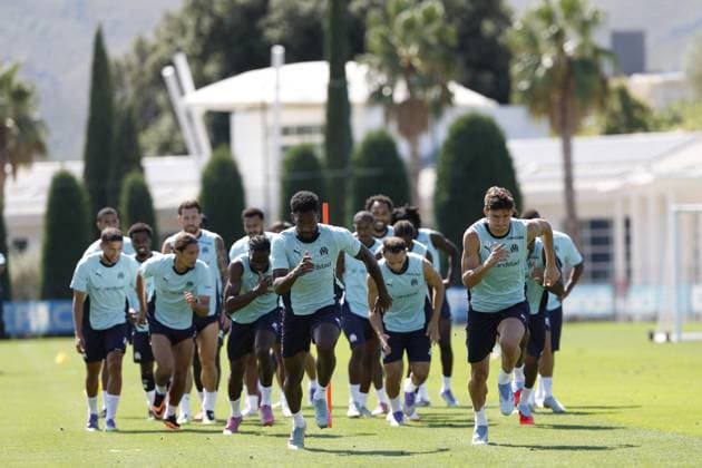 Football, France, Olympique Marseille, Training and press conference