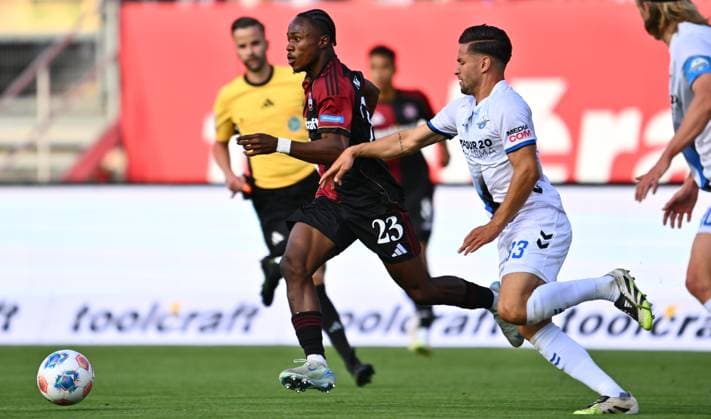 29 08 2025 Soccer Season 2025 2026 2 Soccer Bundesliga 04 Matchday 1 FC Nürnberg FCN Club SC Paderborn 07 SCP Sportfoto Zink xwoxzix DFL regulations prohibit any use of photographs as image sequences and or quasi video only for editorial use Mohamed Ali Zoma 23, 1 FC Nürnberg FCN Marcel Hoffmeier 33, SC Paderborn